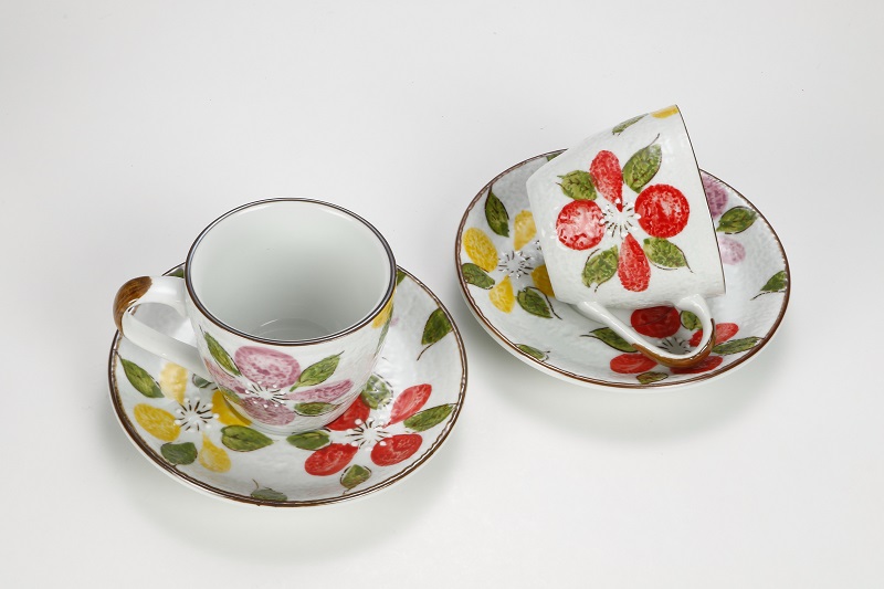 日式手繪咖啡杯盤-山茶花