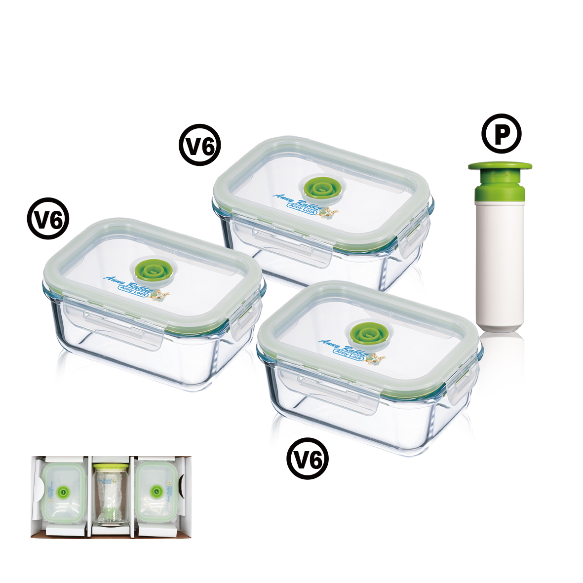 安妮兔玻璃保鮮組PV6*3