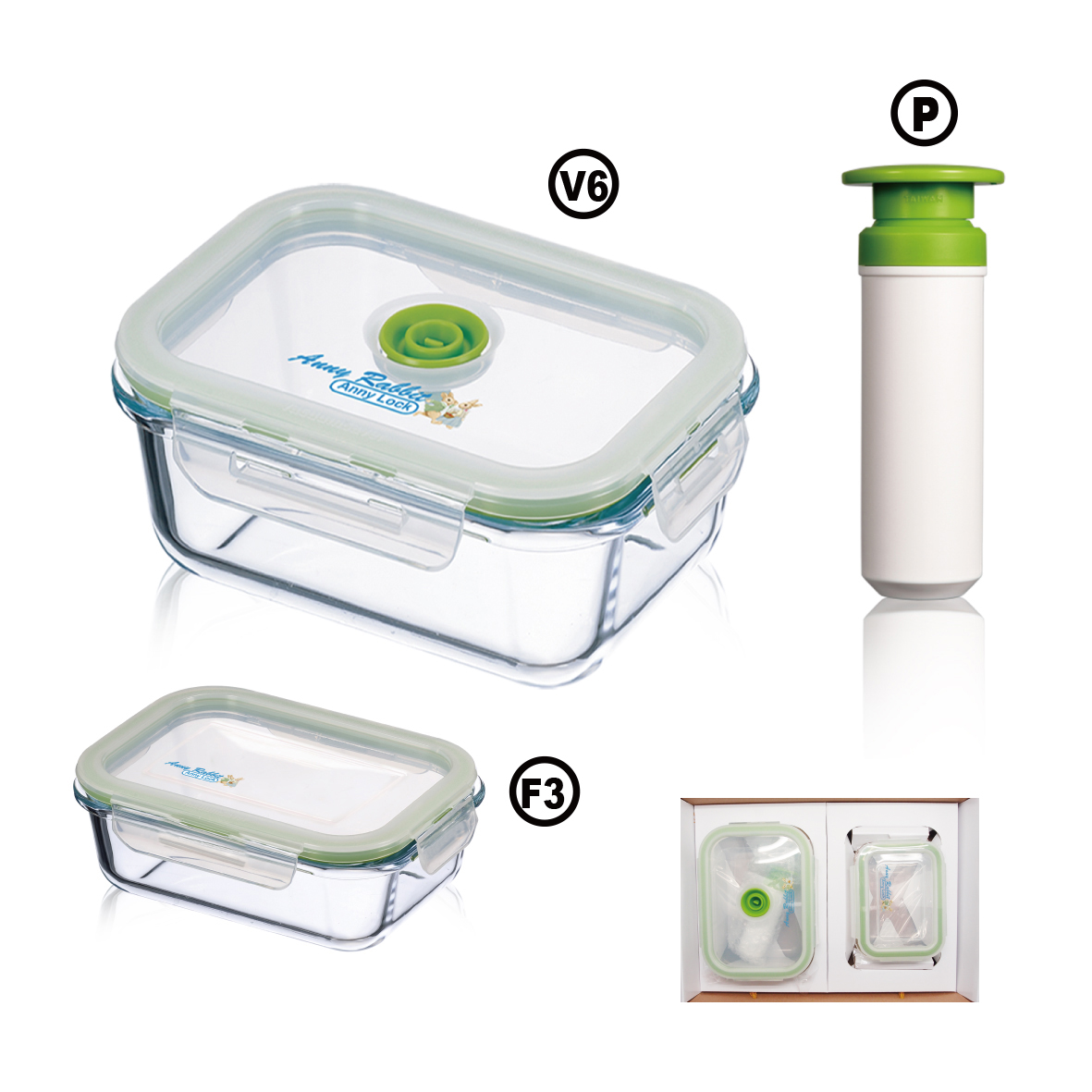 安妮兔玻璃保鮮組PV6F3