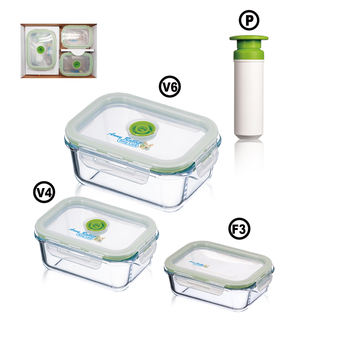 安妮兔玻璃保鮮組PV6V4F3