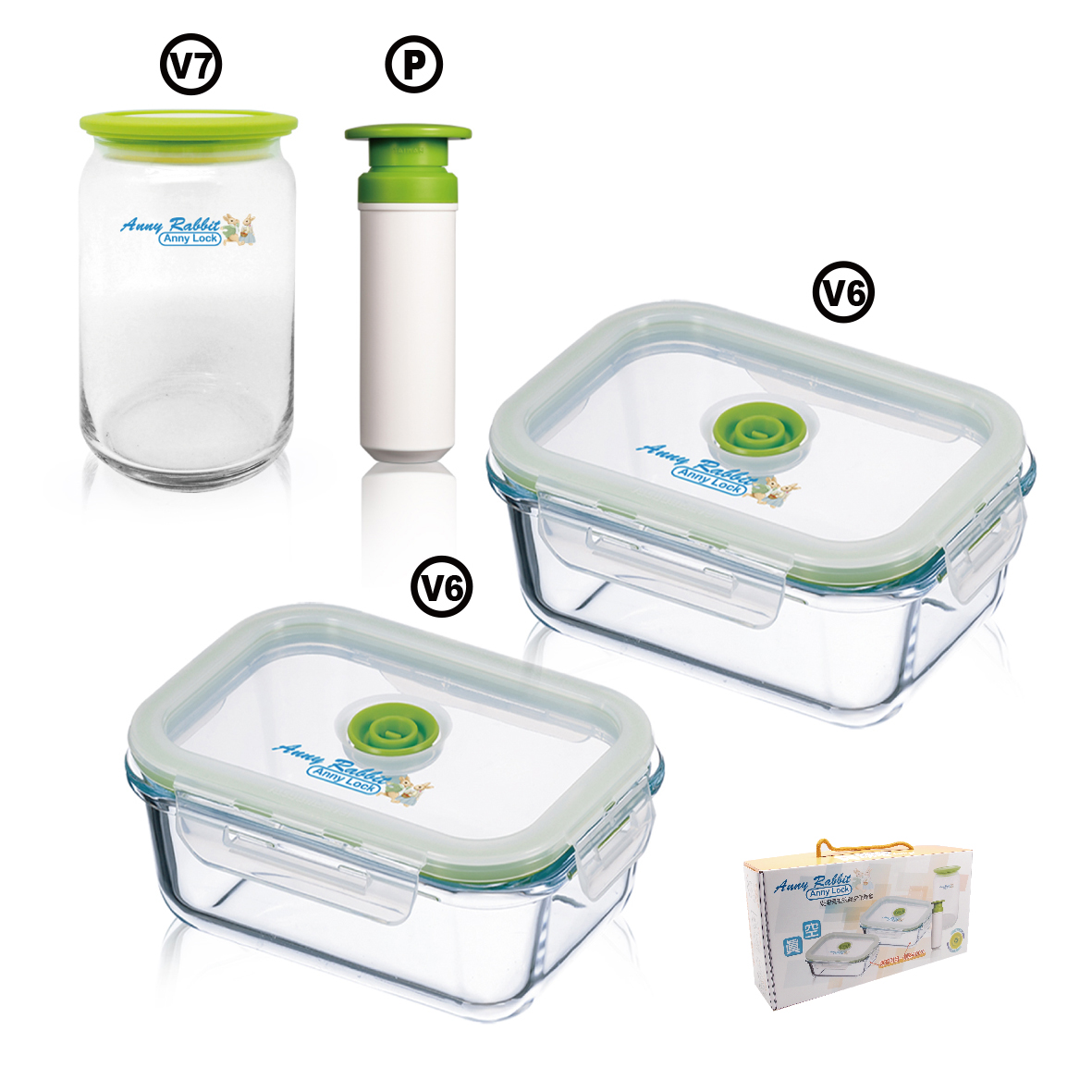 安妮兔玻璃保鮮組vPV7V6*2