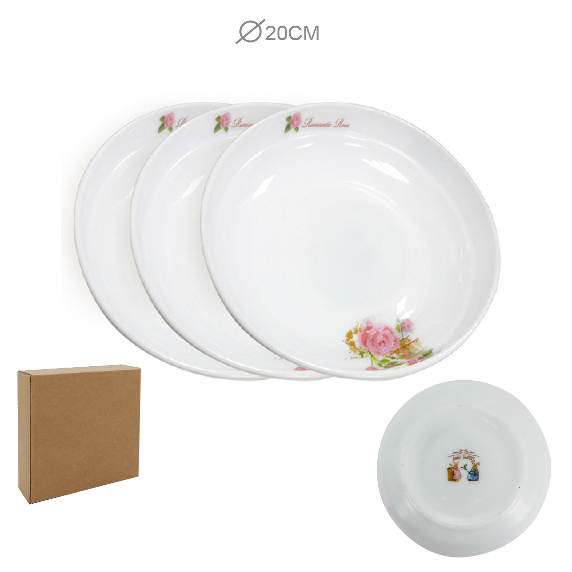 安妮兔玫瑰強化菜盤3入