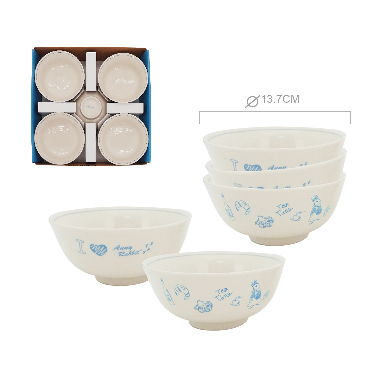 安妮兔復古點心碗5入