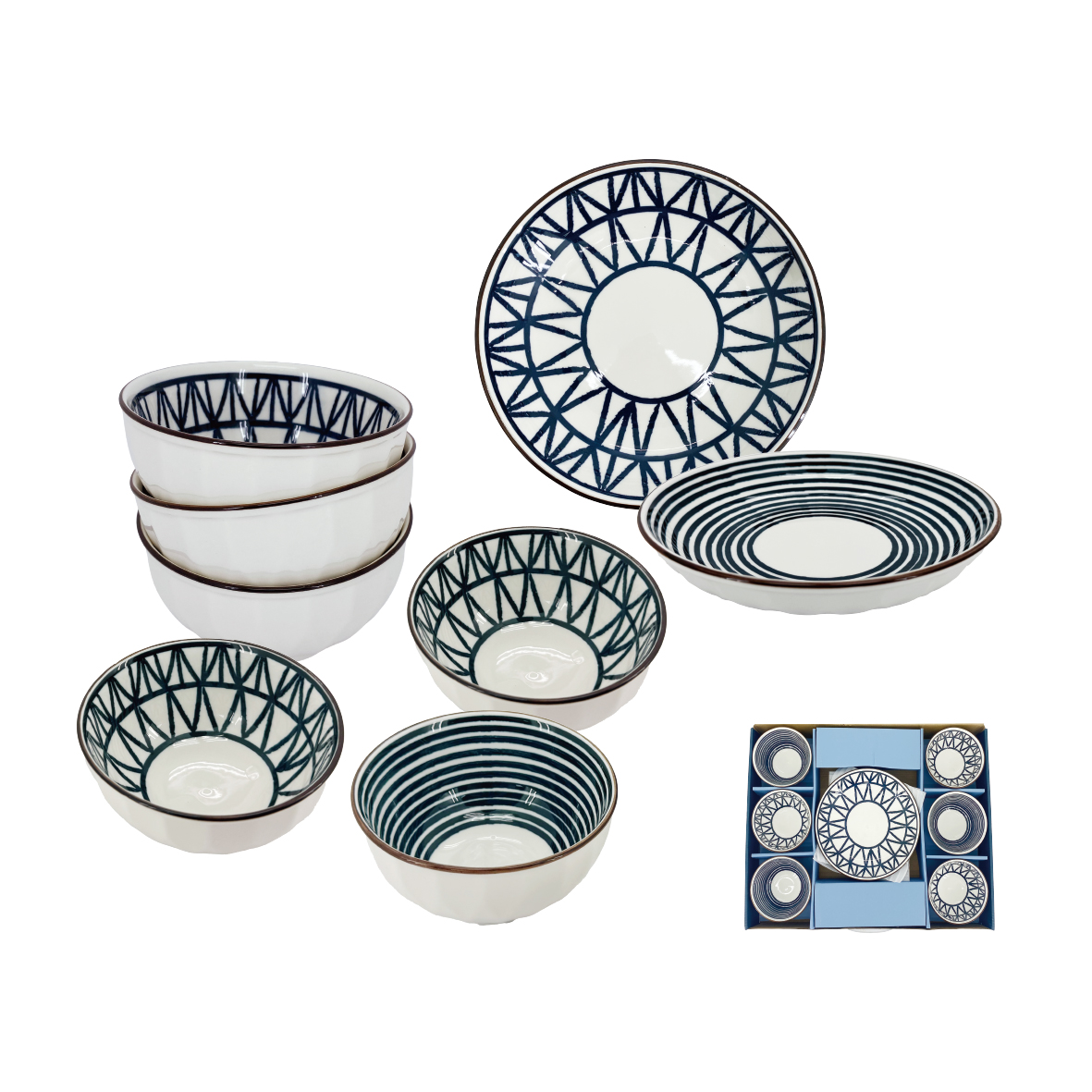 松村窯手繪圖騰6碗2盤